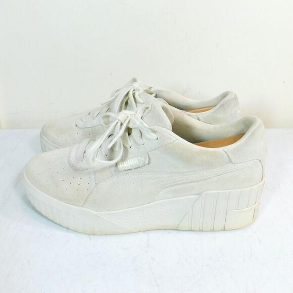 Puma Cali Wedge Tonal Sneakers US Womens 10 Cleaned Suede Renewed Marshmallow - Picture 2 of 8